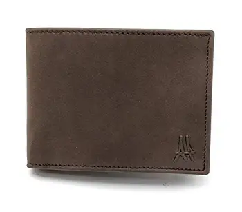 

Men's leather wallet. Multiple slots and compartments. Landscape. Made in Spain. Brown Color
