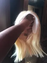 Blonde Bob Wig Part Short Human-Hair Lace Transparent Pre-Plucked Straight 613 Women