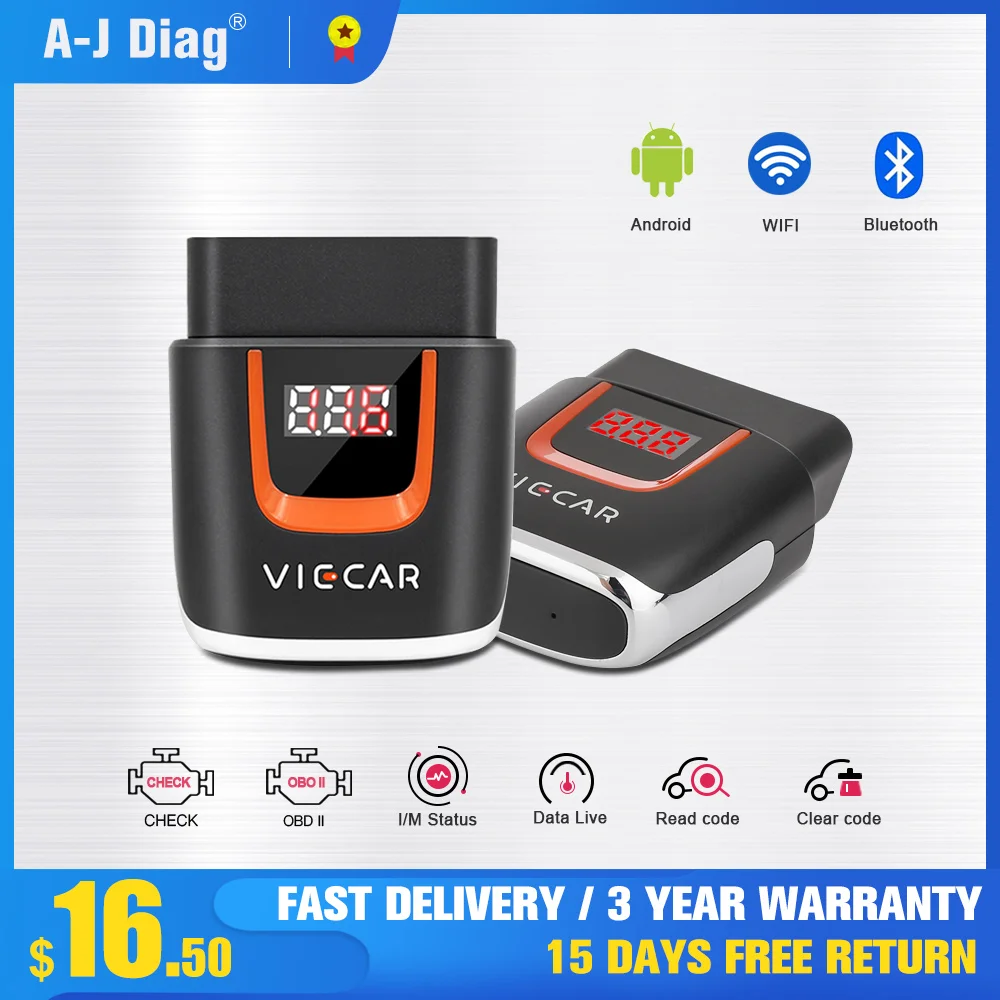 

VIECAR OBD2 Diagnostic Instrument Support WIFI/Bluetooth / Type-C Link Method ELM327 OBD2 Scanner Car Diagnostic tools For IOS