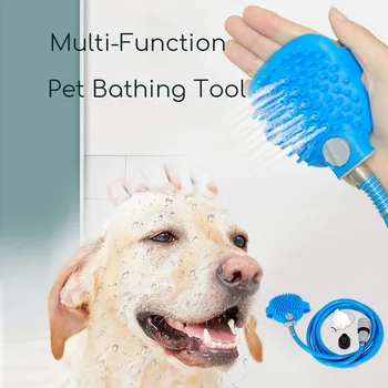 

Dog cat Shower Sprayer Comfortable Pet Scrubber Massager For Dog Pet Shower Head Soft Dog Shower Brush Cleaning Supplies