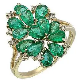 

Sargon jewelry yellow gold emerald diamond ring