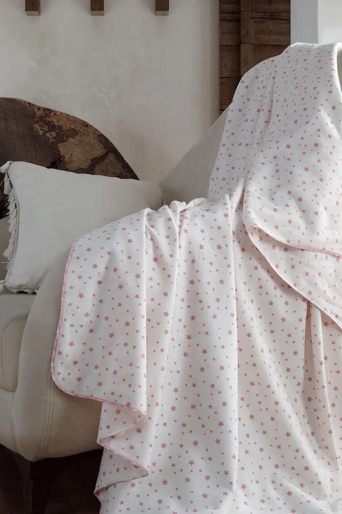 

100 Cotton Baby Blanket Pink Star