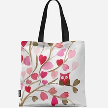 Многоразовая хозяйственная сумка эко женская сумка складная сумка для пляжа повседневное использование сумка на плечо Повседневная парусиновая с принтом совы