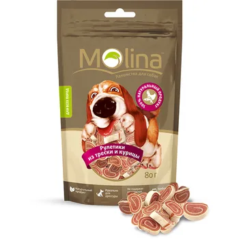 

Molina delicacy D/dogs roulette made of cod and chicken, 80g-6 PCs.
