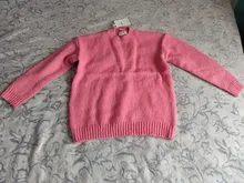Women Sweater Outerwear Pullover Long-Sleeve Elegant Knitted Loose Pink Knitting Thick