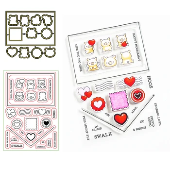

Love Pigs Clear Stamps Coordinating dies for DIY Scrapbooking Craft Cards Transparent Stempels New Silicone Seal 2020 dies