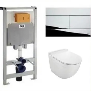 

Комплект: Инсталляция Oli с кнопкой смыва и крепежом / безободковый унитаз Jaguar с тонким сиденьем микролифт