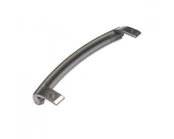 

The door handle of the LG refrigerator is dark silver.