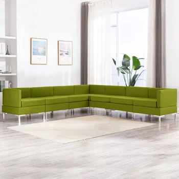

7 PCs green sofa fabric sofa Set