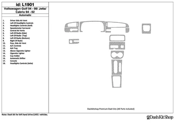 

Interior lining for Volkswagen Cabrio 1994-2002. Set L1901.