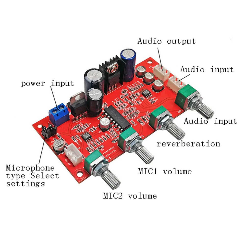 Taidacent Karaoke Board PT2399 Reverbe Circuit with AD828 Preamp Micphone Board Microphone Mixing Board for Electret Microphone