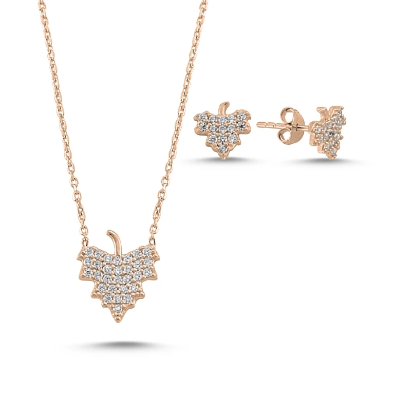 

Silver 925 Sterling Zircon Cubic Zirconia Sycamore Leaf Set