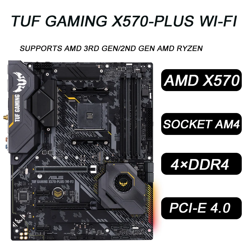 best motherboard for pc Asus TUF GAMING X570-PLUS WI-FI Motherboard Socket AM4 DDR4 128GB For Ryzen 5 2600E 9 3900X cpus USB 3.2 M.2 AMD X570 Placa-mãe best motherboard for home pc