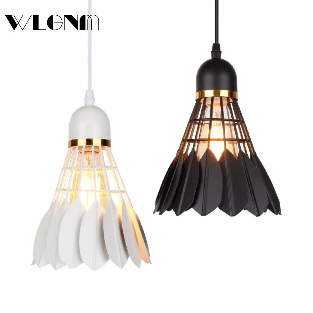 

WLGNM Pendant Lamp Iron Badminton Modern Hanging Lights For Bedroom Living Room E27 Indoor Lighting Art Decoration Pendant Lamps