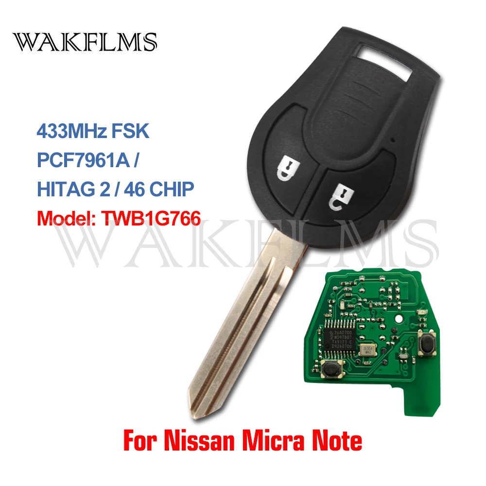 433 МГц 7961A дистанционный ключ для Nissan Micra Note 2014 2015 2016 2017 TWB1G766 несовместимый с