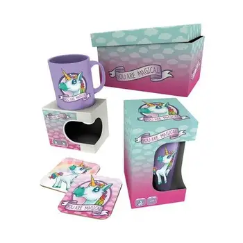 

Unicorn - Magical (glass set colorful + cup + set coasters)