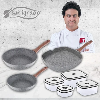

Juego de sauce pans granite (20,26, 28 cm) in aluminum with 4 lunchboxes SAN ignacio