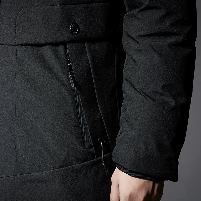 Winter Men Thick Hooded Coat High Quality Fashion Men's Coats With Pockets Black Color J9523-85665-G