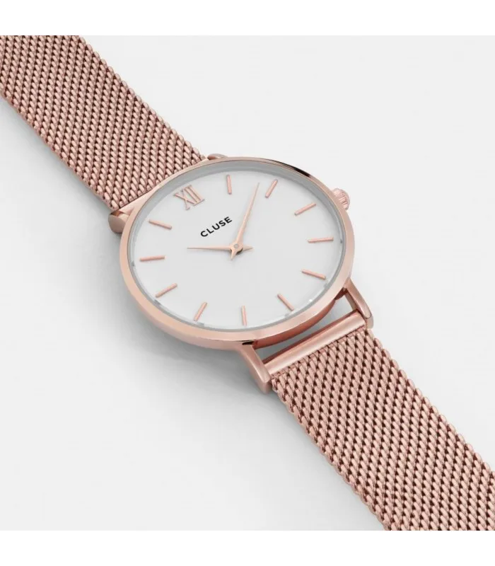 Часы CLUSE MINUIT MESH розовое золото/белый CL30013