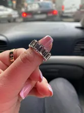 Anillos blancos de cristal de arcoíris bohemios para mujer, Baguette brillante de moda, Circonia cúbica, anillo de piedra, joyería para fiesta y boda