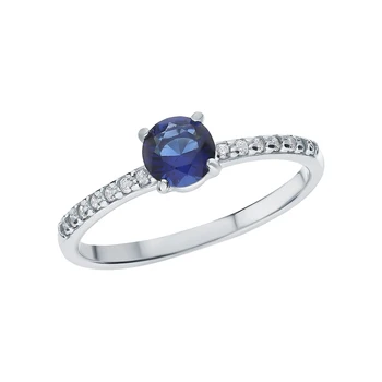 

Silver ring with cubic zirconia and Sapphire synthetic sunlight sample 925