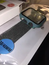 Correa trenzada de nailon elástico para Apple Watch, correa de nailon elástico para Apple Watch de 44mm, 40mm, 42mm y 38mm + funda de PC iWatch series 6 5 4 3 se