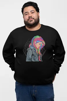 

Angemiel Wear Rainbow Hair Girl Black Men 'S Sweatshirt