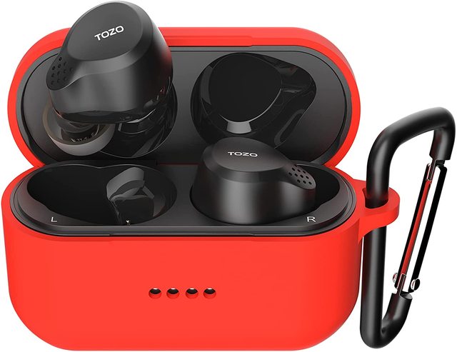 NC7 Protective Silicone Case Shockproof Soft Skin Cover for  NC7 Earbuds with Front LED Visible and Keychain Blue