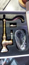Bathroom Faucet Antique-Brass White Tap Porcelain-Handle Cold-Mixer Rotatable Single-Hole