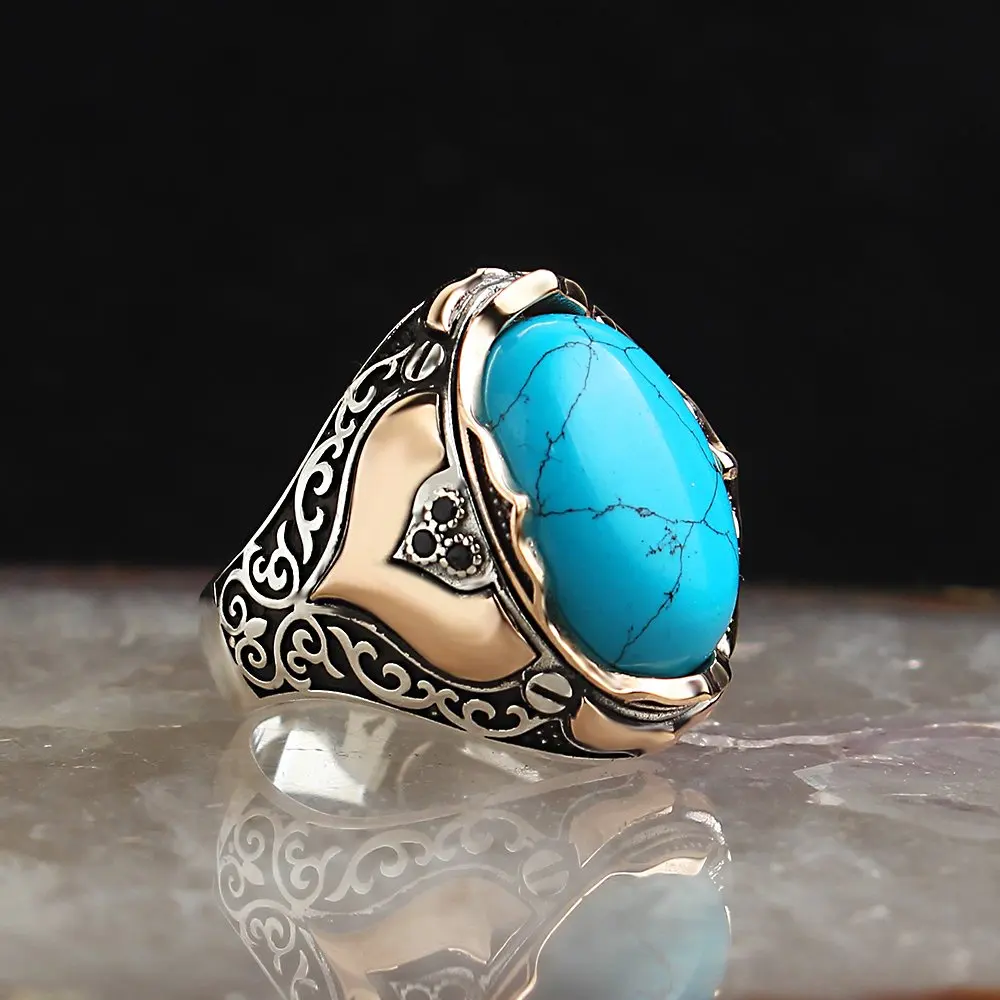 te54aTurquise-925-Sterling-Silver-Ring-Men -Rings-Turkish -Jewelry - Male -Jewelry -Ring- For- Men- Women- Ring -Men -Jewelry -Made- in -Turkey