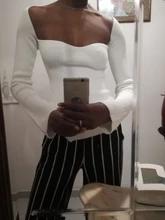 DEAT-ropa de cuello cuadrado de Cachemira para mujer, Jersey elástico de cintura alta, manga larga, sexy, primavera y verano, WK080, 2021