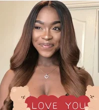 Pelucas de cabello humano brasileño Remy, pelo con parte en U ombré, Rubio degradado liso, medio abierto, color negro, 180%