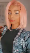 Pelucas de cabello humano con encaje Frontal, 13x6, rojo, Bob, color rubio, rosa, Azul, Gris, verde, naranja, jengibre, Bob corto