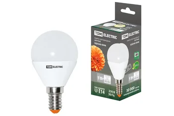 

LED lamp FG45-5 Вт-220 В-3000 К-E14 TDM