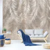 Photo wallpaper 3D on the wall beige palm leaves, wallpaper custom, 3D murals, wall decor, for living room, kitchen, bedroom ► Photo 3/5