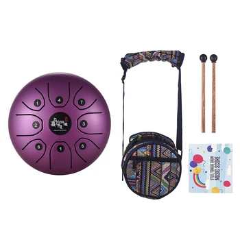 

5.5 Inch Percussion Drum Mini 8-Tone Steel Tongue Drum C Key Hand Pan Drum with Drum Mallets Percussion Instrument for beginner