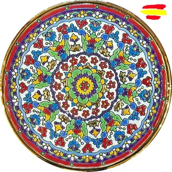 

Ceramic plate 21 cm. /8.3 inch diameter - Ceramics glazed up handmade - Made in Spain - gold 24k - MIJASCERAMIC -