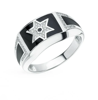 

Silver ring with cubic zirconia and sunlight enamel sample 925
