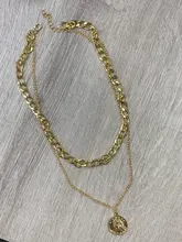 Collar Vintage multicapa para mujer, gargantilla de cadena gruesa, retrato de moda, Color dorado y plateado, joyería