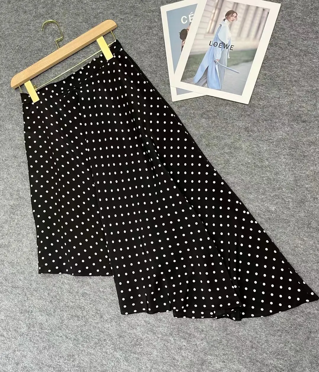 NEW high-end classic continuant wave point silk half skirt with lining side zipper design senior elegant woman cute skirts Skirts