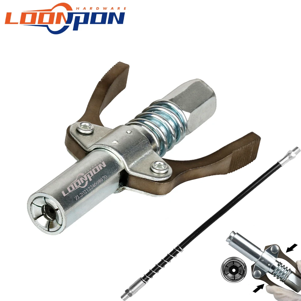 Lock On Tool Grease Gun Accessories Coupler Heavy-Duty Double Handle Quick Release Nozzle Oil Pump Car Syringe Lubricant Tip oil pump,grease gun,grease gun coupler
