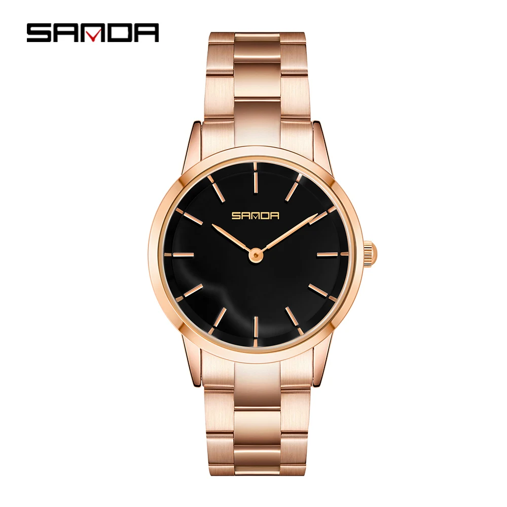 

SANDA Women's Watches Casual Quartz Watch Stainless Steel Rose Gold Strap Watch Women high quality simple Wristwatch lady gift
