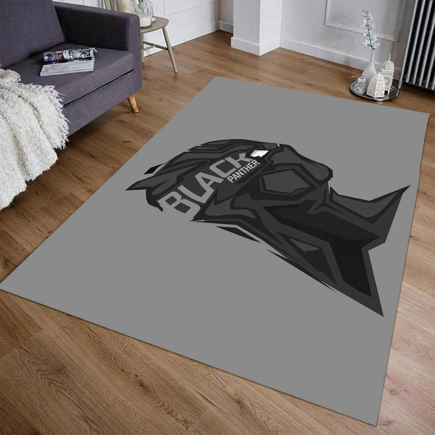 Black Panther Patterned Carpet Non Slip Floor Teen's Turkish Rug | Дом и сад