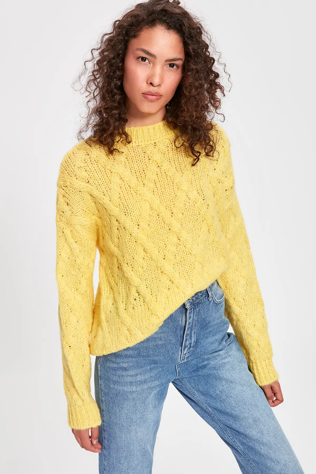 

Trendyol Yellow Pattern Knitwear Sweater TWOAW20FH0035