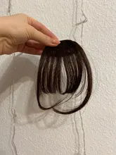 XINRAN-flequillo postizo de pelo sintético, extensión de cabello con Clip, flequillo de aire, negro y marrón