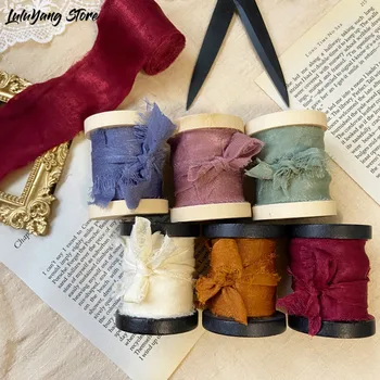 

40mm Velvet Silk Like Ribbon Frayed Edge Handmade For Wedding Styling Bridal Bouquet Decor Soft With Wooden Spools Dusty Pink