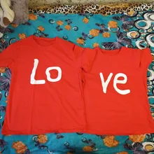 Camiseta de manga corta de algodón para parejas, ropa con corazón impreso para parejas, camiseta informal de Navidad, Top holgado de marca