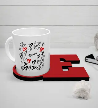 

Personalized Custom Sweetheart Themed White Mug and Letter Cup Coaster Set-70