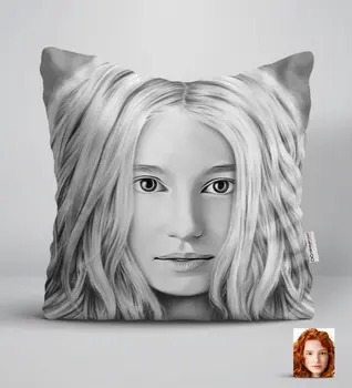 

Personalized Women 'S Charcoal Artistic Portrait Design White Yastık-18