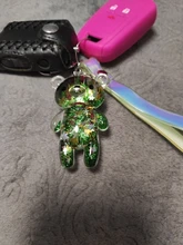 Llavero líquido de oso brillante con arena movediza, llavero acrílico con llavero, mochila con colgantes para parejas, mujeres, hombres, novios, regalo